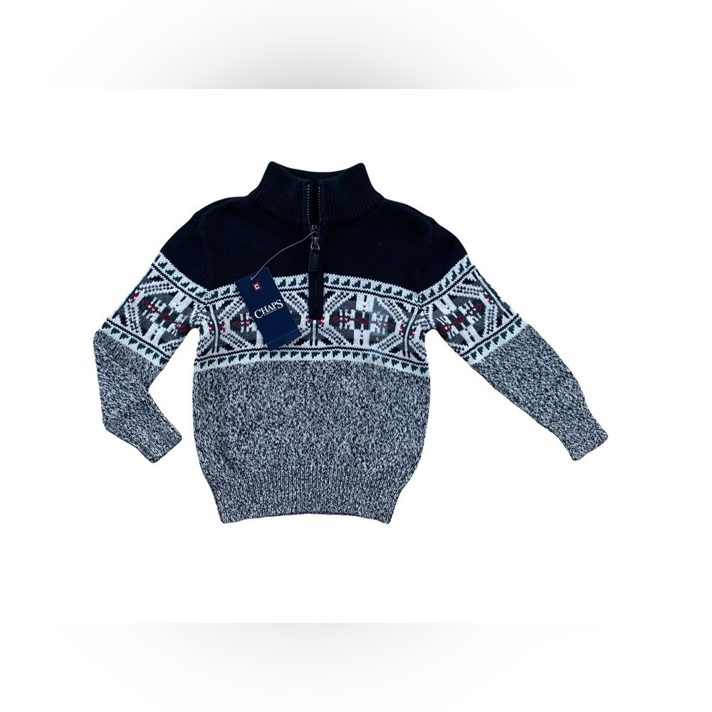 Chaps NWT Size 5 Fair Isle Holiday Quarter Zip Sweater